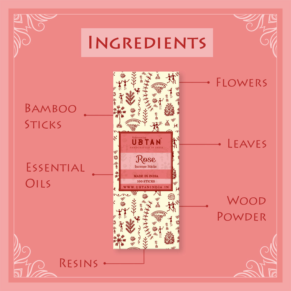 Rose Incense Sticks - Rejuvenating UBTAN Rose Incense Sticks - Rejuvenating UBTAN